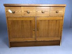 Pine kitchen sideboard with four drawers and cupboards under, approx 120cm x 50cm x 95cm tall
