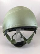 British military army uniform combat helmet ' MK 6 ', Dated 1990/91, having a khaki green shell,