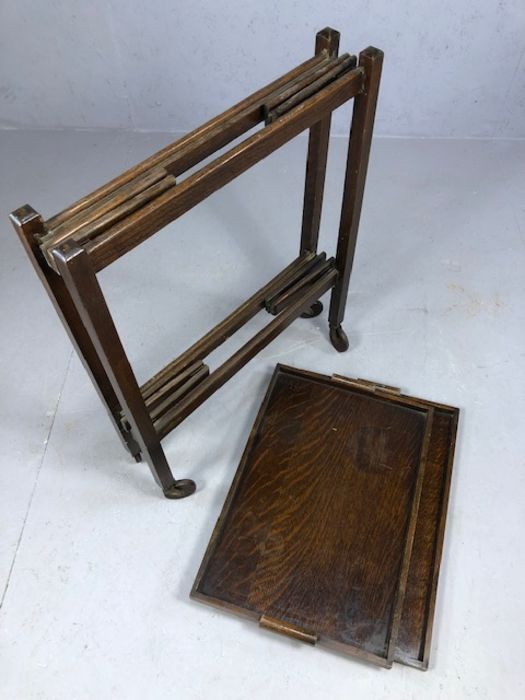 Vintage two tier tea trolley with detachable trays and folding frame - Image 3 of 4