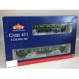 Bachmann OO gauge Class 411 4 Car Emu Set, late SR multiple unit green, in original box with