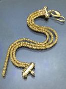 9ct Gold three strand rope bracelet with snake clasp (A/F one rope section detached) for repair,