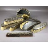 Collection of silver hallmarked dressing table items to include mirror, brushes etc