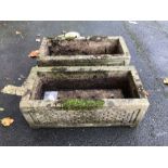 Two rectangular brick effect garden planters, approx 59cm wide