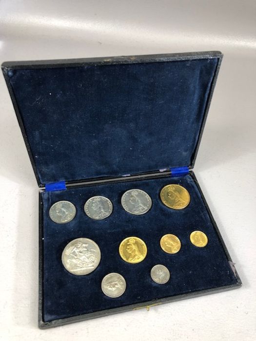 United Kingdom Victorian coins: Victorian 1887 coin set to include Gold 5 pound & 2 pound coins,