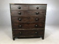 Chest of six drawers with bun handles, approx 102cm x 51cm x 114cm