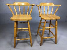 Pair of pine kitchen bar stools