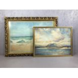SAMUEL TOWERS (British 1862-1943), two framed watercolours, one of a seascape, approx 69cm x 48cm,
