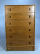 Mid Century set of six drawers, approx 77cm x 44cm x 120cm