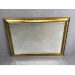 Large contemporary gold framed bevel edged mirror, approx 116cm x 90cm