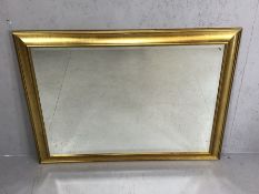 Large contemporary gold framed bevel edged mirror, approx 116cm x 90cm