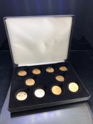 A Good Collection of ten (10) Gold half sovereigns 22ct Gold in a collectors box all dated 1982