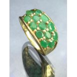 9ct Gold ring set with faceted gemstones in claw settings size 'O' approx 4.2g