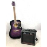 Lindo acoustic guitar, 'Phenomeno Series', with electric pickup, cable and travel bag, along with