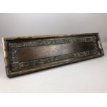 Carved wooden Chinese style tray with bamboo carved detailing approx 56 x 15cm