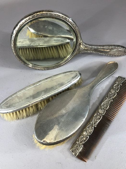 Collection of silver hallmarked dressing table items to include mirror, brushes etc - Image 4 of 7