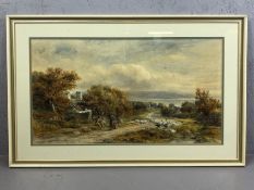 JOHN STEEPLE (British,1823-1887), watercolour, figures in a landscape, signed and dated 1868, approx