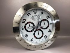 Contemporary Rolex-style wall clock, approx 34cm in diameter