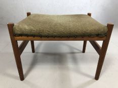 Mid Century Danish wooden framed stool stamped to reverse 'made in Denmark' by Spottrup