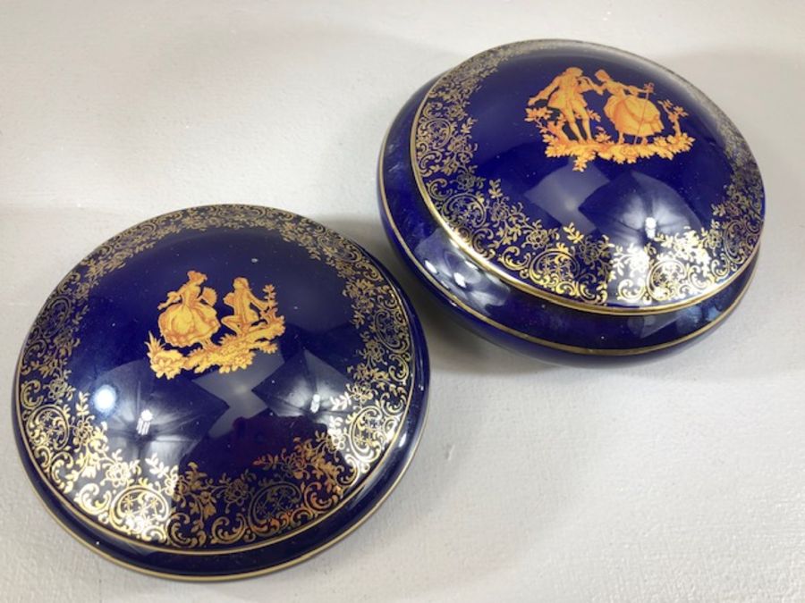 Collection of Limoges Blue & gold Urn, lidded pots etc (4) - Image 3 of 5