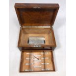 Large Burr wood veneer Humidor with cigar shelf and key approx 41 x 27 x 20cm tall