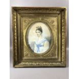 Continental School, framed portrait of a young woman, watercolour, inscriptions to reverse