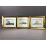 Peter Hilliard, three miniature watercolours signed in gilt frames and each approx 9 x 5.5cm of