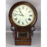 Mahogany cased wall clock, 30cm circular dial with Roman Numerals, approx 68cm in height with