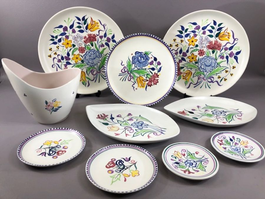 Collection of Poole Pottery to include Plates, dishes and a vase (10)