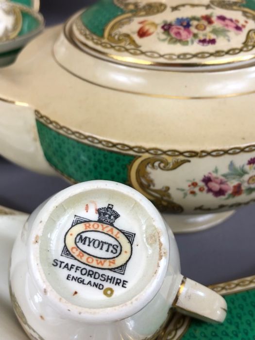 Myotts Royal Crown Staffordshire 'Bouquet' design tea and coffee service to include tea pot, sugar - Image 6 of 6