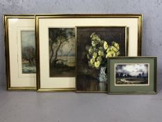 SAMUEL TOWERS (British 1862-1943), collection of five framed watercolours, the largest approx 53cm x