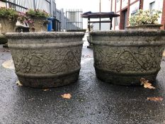 Two circular garden planters, approx diameter 45cm