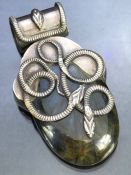 Silver 925 and Labradorite pendant of snake design approx 60mm x 35mm
