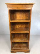 Mexican Pine three shelve bookcase with lattice work design to sides approx 58 x 30 x 128cm tall
