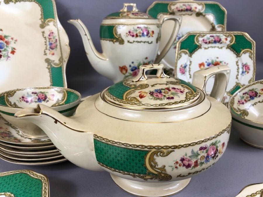 Myotts Royal Crown Staffordshire 'Bouquet' design tea and coffee service to include tea pot, sugar - Image 5 of 6