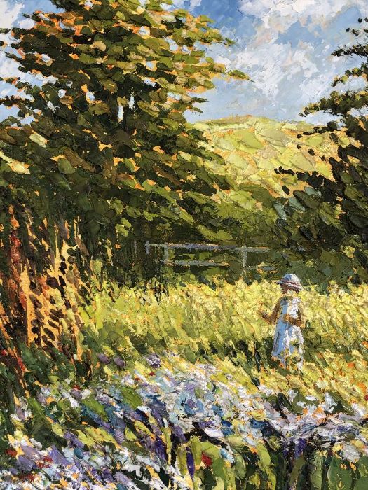 ALAN COTTON (British b.1938) 'Rachel in Summer Meadows', oil on canvas, signed lower right, - Image 2 of 7