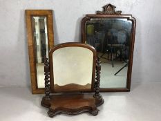 Collection of three antique mirrors, the largest approx 96cm x 55cm (3)