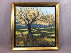 ALAN COTTON (British b.1938) 'Provence - Spring Cherry Orchard', oil on canvas, signed lower