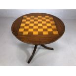 Games or side table with chess board inlay, approx 46cm tall