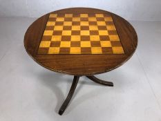 Games or side table with chess board inlay, approx 46cm tall