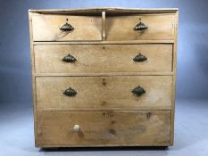 Antique pine chest of five drawers with shell handles