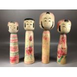 Set of four Japanese Kokeshi Dolls, the tallest approx 24cm in height