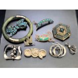 Good collection of SIlver jewellery to include brooch marked 830S, stone and silver bangle