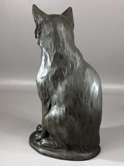 Heavy figure of a seated cat marked 'Sophie Connors'. approx 27cm in height - Image 3 of 5