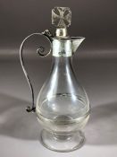 Victorian Silver and glass hallmarked hinged lidded whiskey noggin or small claret jug London 1899