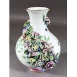 Meissen flower vase with high relief floral and hand-painted decoration (on close inspection a few