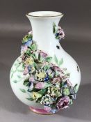 Meissen flower vase with high relief floral and hand-painted decoration (on close inspection a few