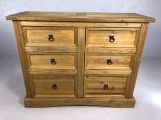 Mexican pine chest of six drawers, approx 120cm x 43cm x 97cm tall