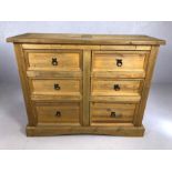Mexican pine chest of six drawers, approx 120cm x 43cm x 97cm tall