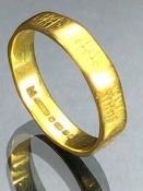 Fully hallmarked 22ct (916) Gold Octagonal shaped ring with minimal engraving, Birmingham maker C