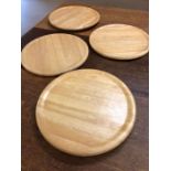 Four circular pine rotating lazy Susan's each approx 48cm in diameter